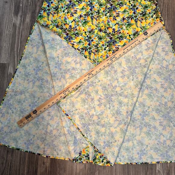 NWT Alexia Admor Maxi Slit‎ Dress Flutter Sleeve Yellow Teal Floral Women’s Sz 6 - Picture 8 of 11